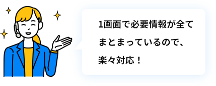 1画面で必要情報が全てまとまっているので、楽々対応！